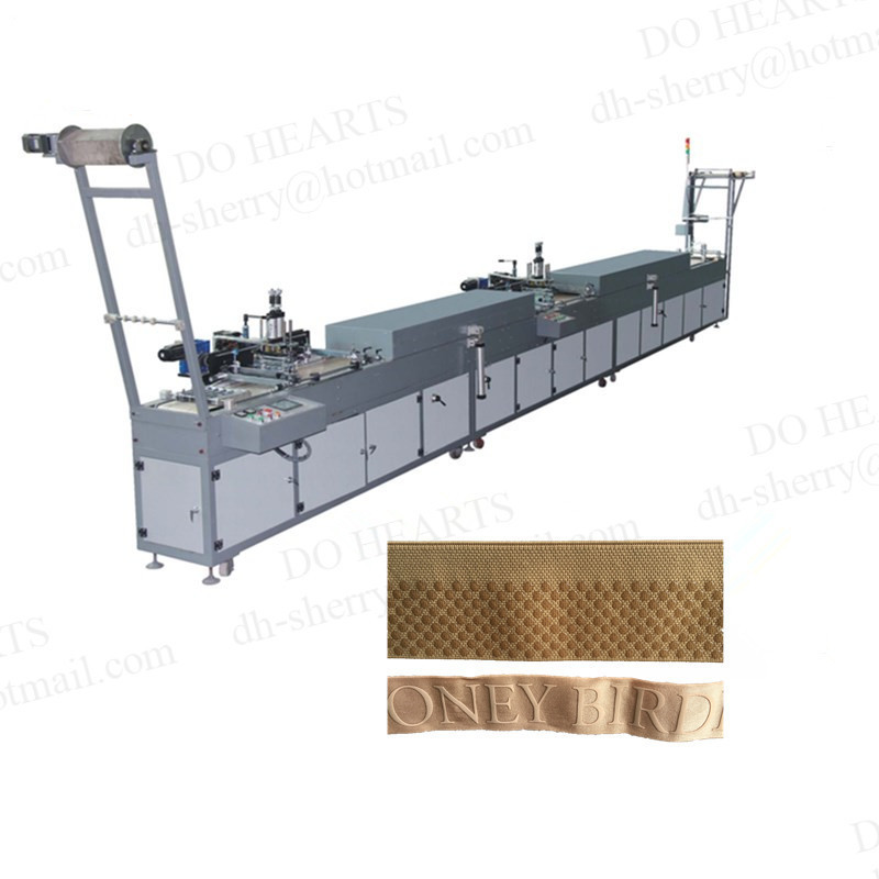 fully auto infrared heating type satin ribbons elastic silk screen printing machine