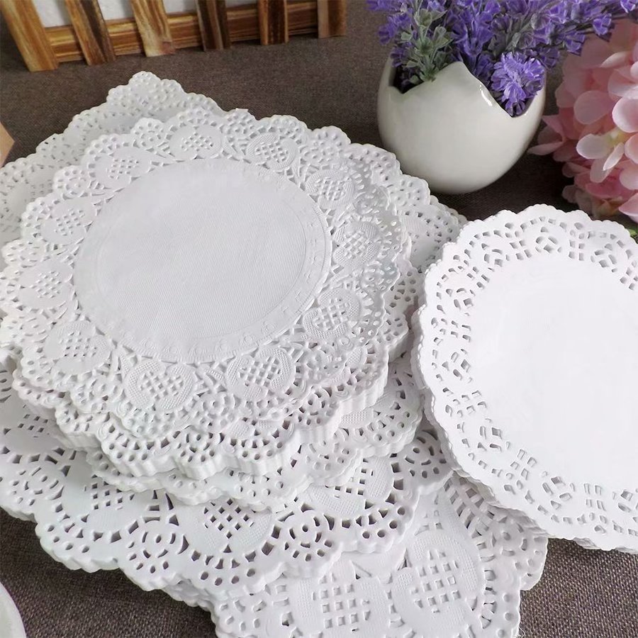 round paper placemat for Fired Fish Chips Custom Size  Lace Paper Doily Food  Placemats Cake Mats