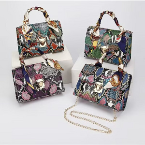 Wholesale women stylish mini crossbody shoulder bags women handbags ladies snake skin chain purse