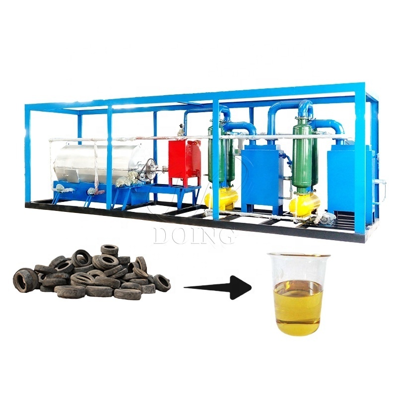 Low cost 100Kg-1T small skid-mounted pyrolysis machine truck loaded type used tyre plastic recycling plant to fuel oil