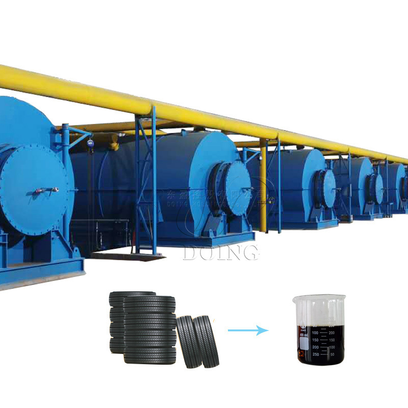 China DOING Group Rubber tire recycling machine full automatic tyre oil pyrolysis plant with tyre shredder cutter