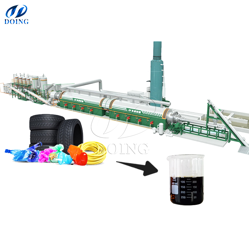 15-50Ton Fully Automatic Waste Tyre Recycling to Fuel Oil Rubber Tyre Pyrolysis Plant With Tire Shred Cutting machine