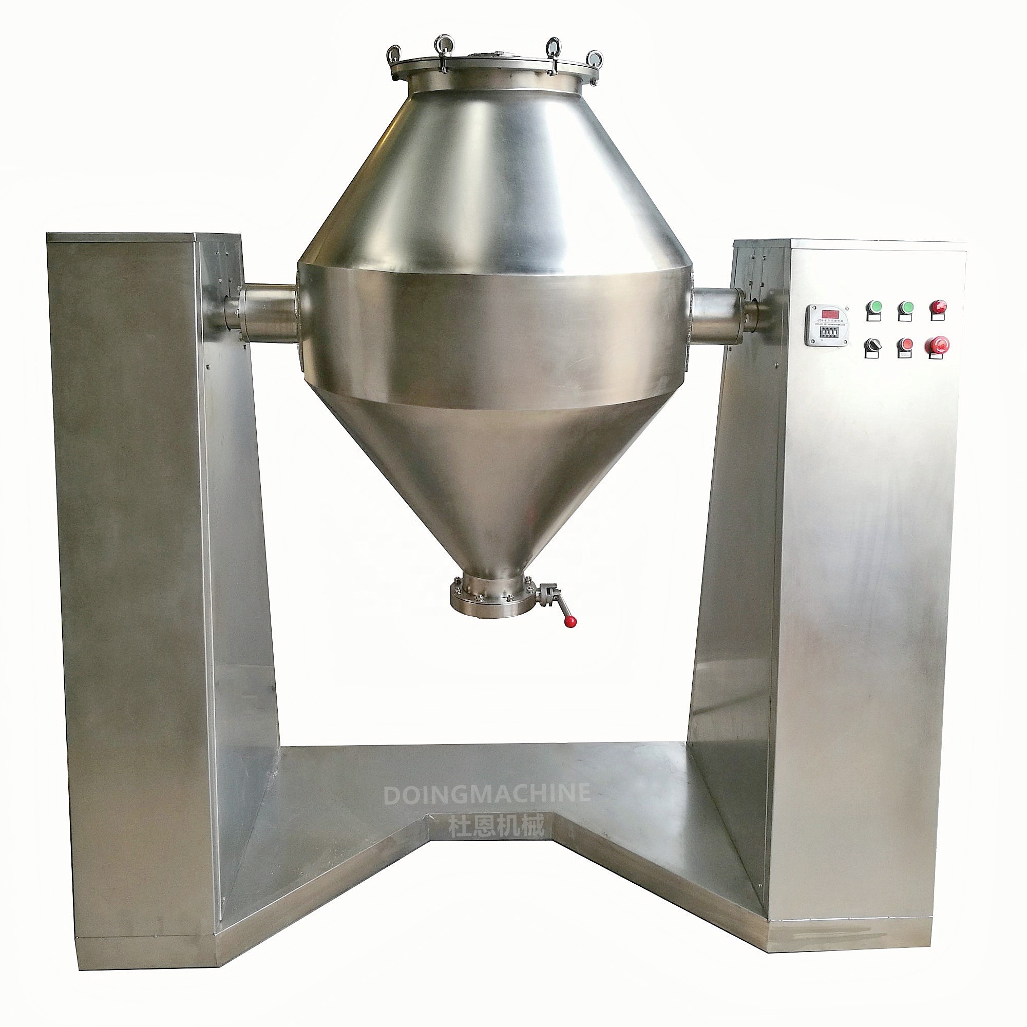 Double cone dry powder blender