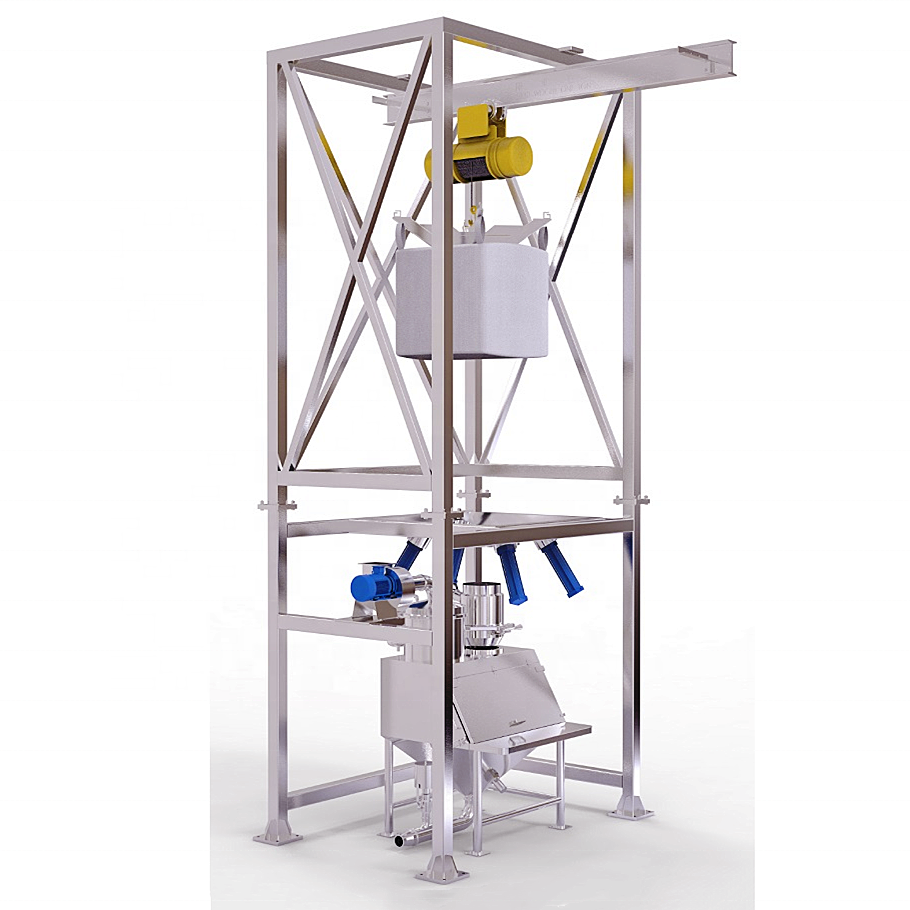 Bulk jumbo FIBC big bag unloader station