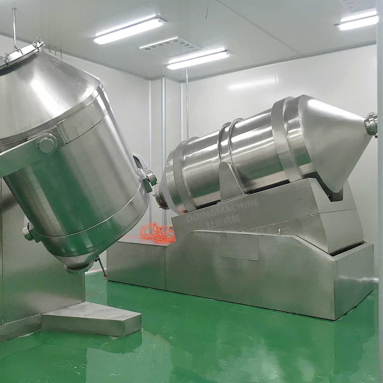 Industrial stainless steel 2D rotary drum batch mixer for dry powder granule