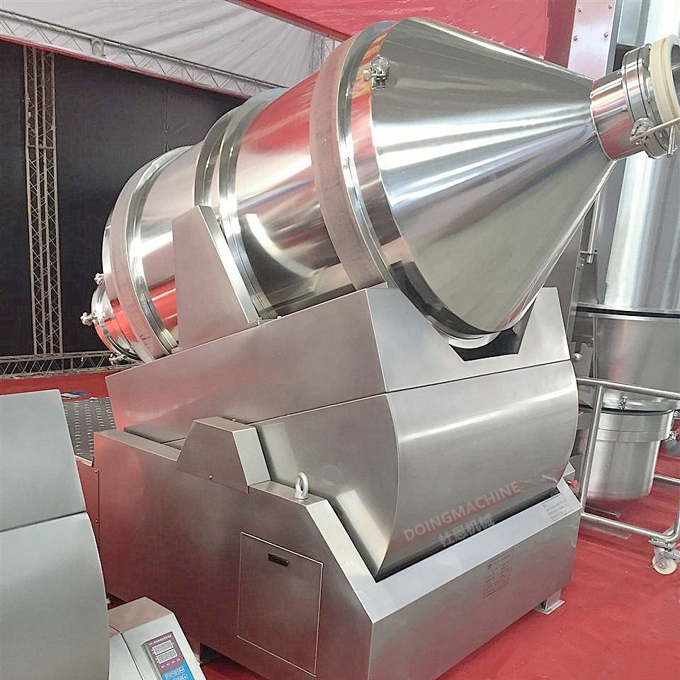 Industrial stainless steel 2D rotary drum batch mixer for dry powder granule