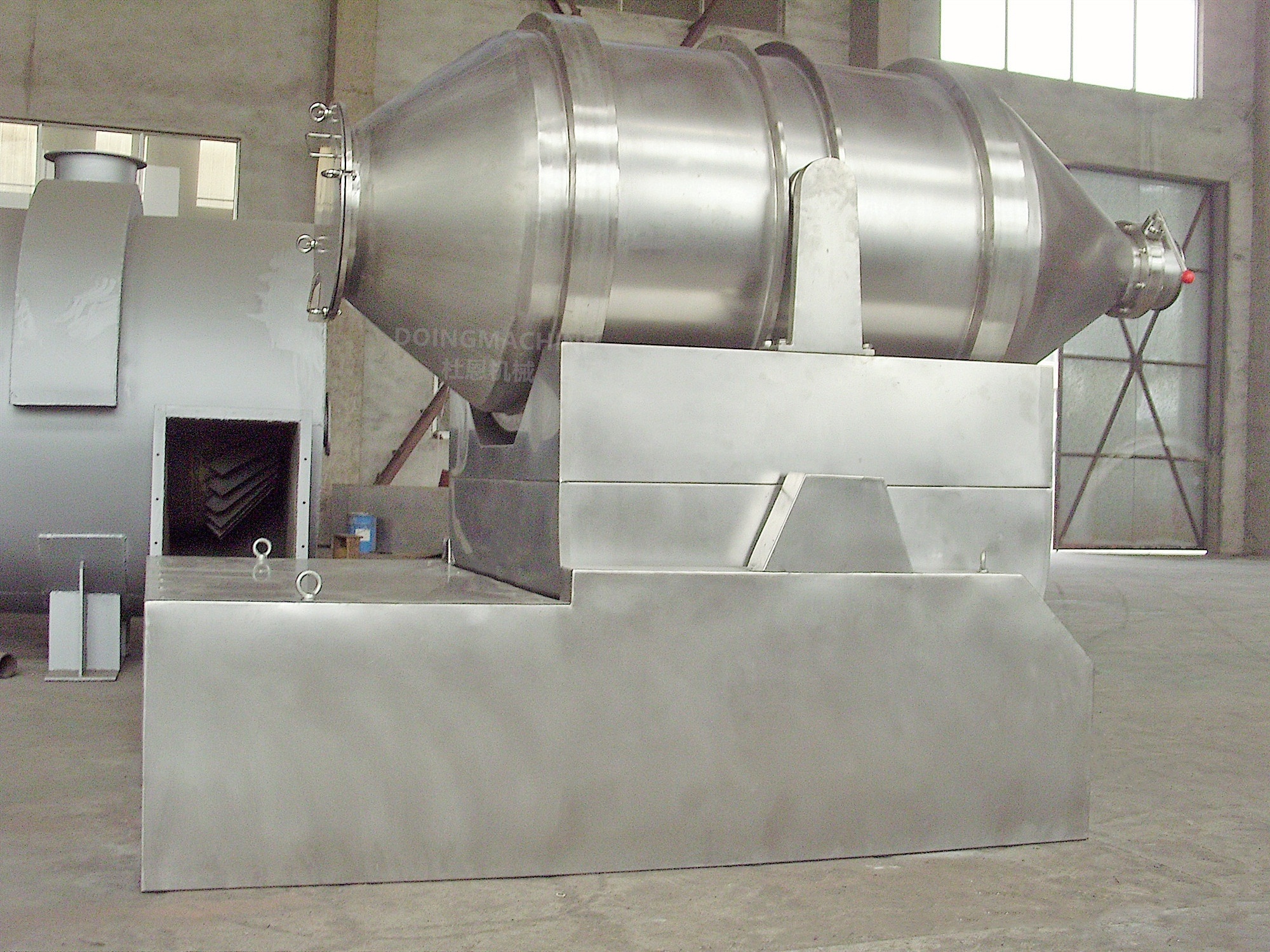 Industrial stainless steel 2D rotary drum batch mixer for dry powder granule