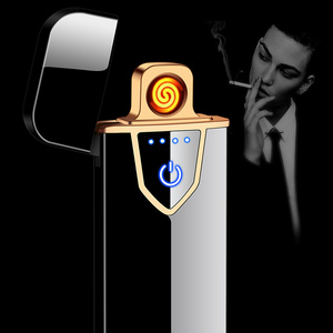 New Design Portable Touch Sensing Windproof Electronic Lighter USB Charging Lighter Heat Coil Lighter For Smoking