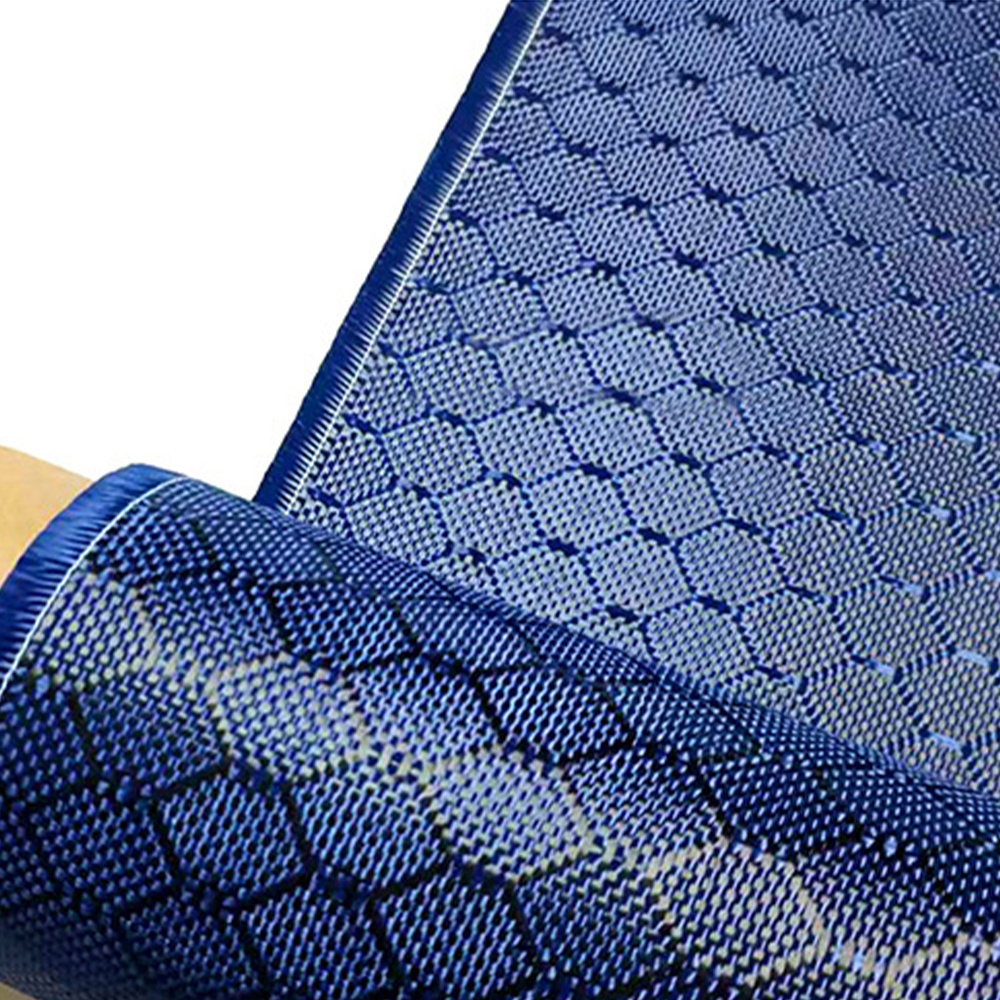 ZAME Hybrid Twill Woven Kevlars Aramid 3k Blue Carbon Kevlars Fabric Blue Armaid Carbon Fiber Fabric