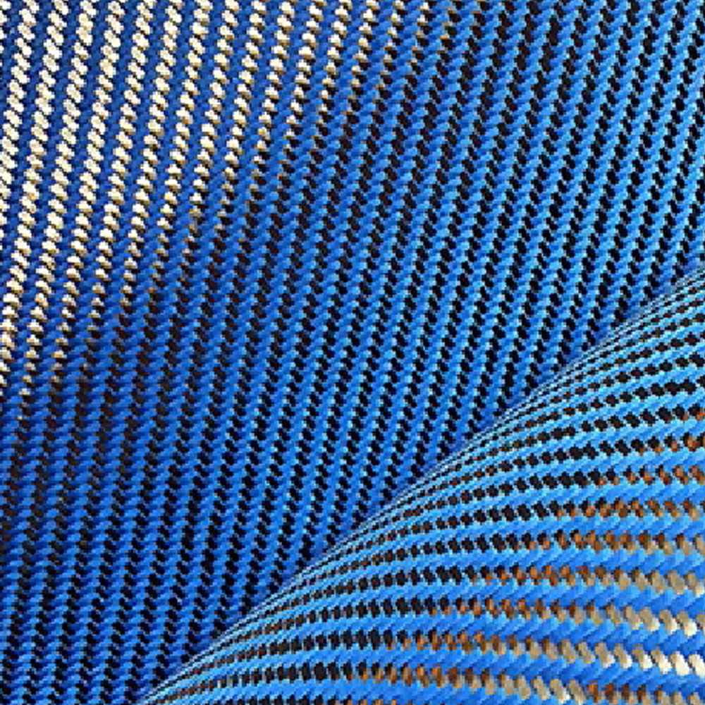 ZAME Hybrid Twill Woven Kevlars Aramid 3k Blue Carbon Kevlars Fabric Blue Armaid Carbon Fiber Fabric