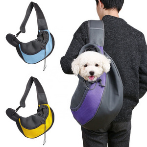 Adjustable Hands-Free Single Shoulder Front Pouch  pet dog carrier sling bag with Breathable Mesh