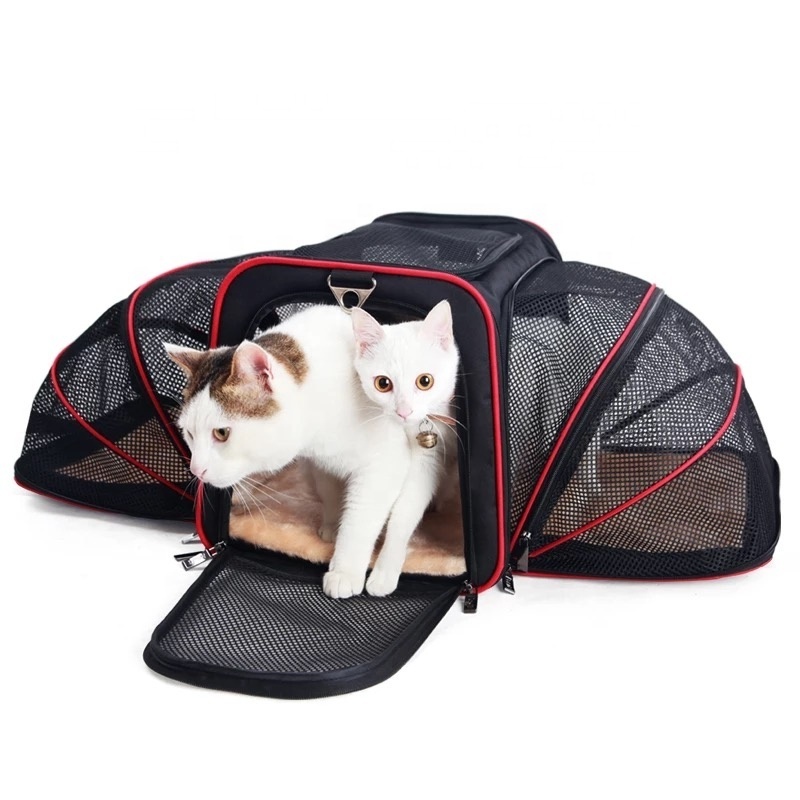 airline approved foldable  cat carrying bag dog carrier Two Side Expansion Extra Spacious Soft Side Pet Carrier