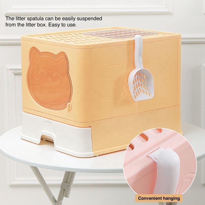 enclosed foldable cat litter box with drawer portable travel  cat toilet tray