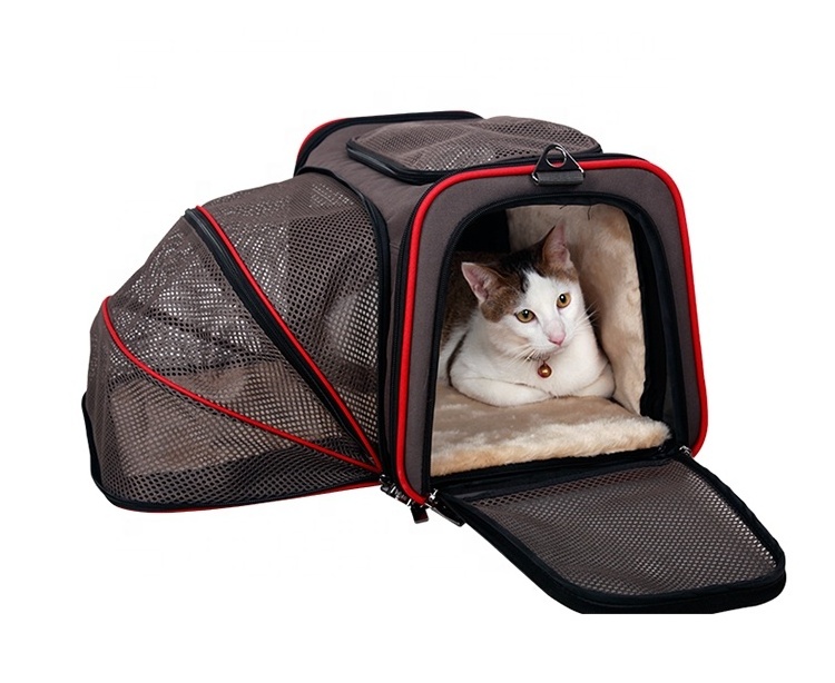 airline approved foldable  cat carrying bag dog carrier Two Side Expansion Extra Spacious Soft Side Pet Carrier