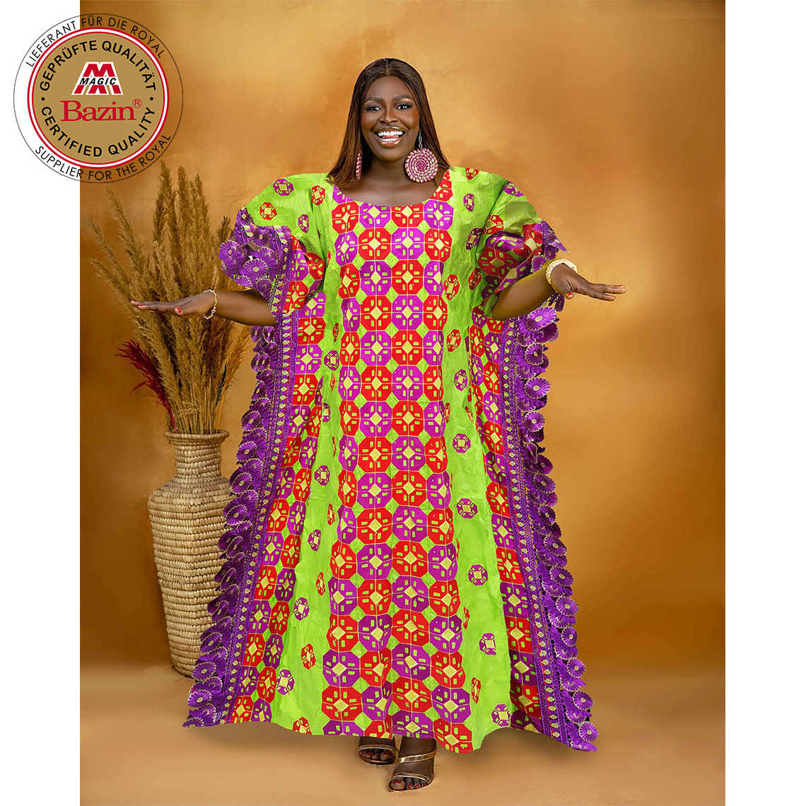 Green African Women Bazin Dress Mix Size Embroidery Basin Riche Dashiki Robe For Nigerian Ankara Bride Wedding Dress Clothing