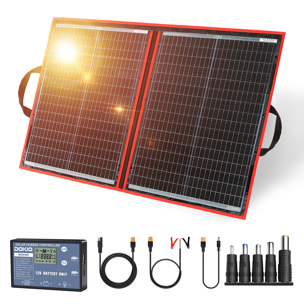 Dokio US EU Stock  80W 100W 160W 200W Portable Foldable Solar Panels With 12V Controller Solar Panel For House Camping Travel