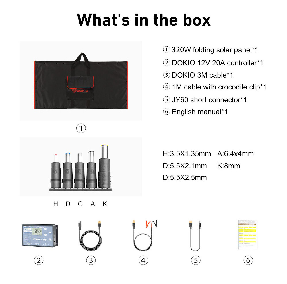 Portable foldable solar panel 100w/200w/300w solar charger kits with 2 usbs for home/outdoor camping/ Trailer/ Car /Marine