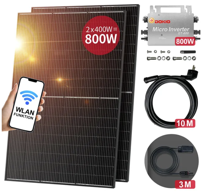 DOKIO Free Shipping  EU Stock balcony Solar plants 800W Solar Panels with 800W Inverter solar system for home complete