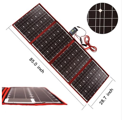 Dokio Black Solar Panels 200W (50Wx4pc) 18V New portable flexible solar panels  fabric  200w for Camping/Boat/RV/Travel/Home/Car