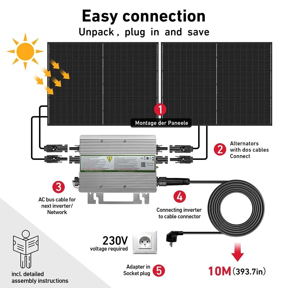 DOKIO 800W 820W  Balcony Power Plants Kit 800W Solar Home Complete Kit EU US Stock