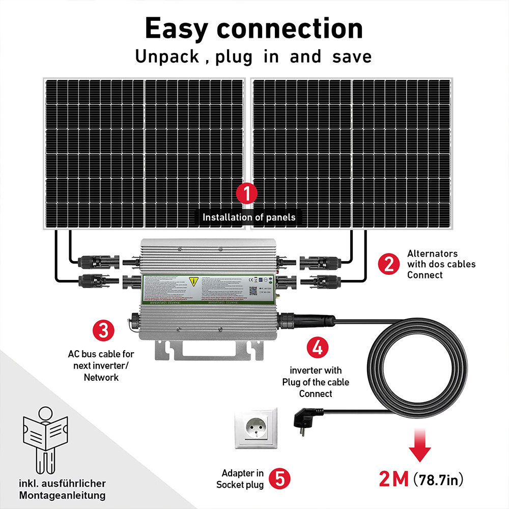 DOKIO Free Shipping  EU Stock balcony Solar plants 800W Solar Panels with 800W Inverter solar system for home complete