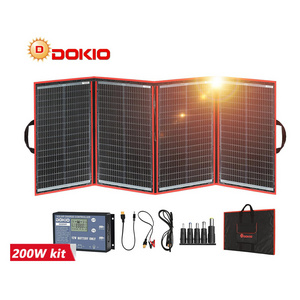 Dokio 200W Flexible Foldable Portable Solar panel with 12v Charger controller for OuTdoor Camping RV CAR Home