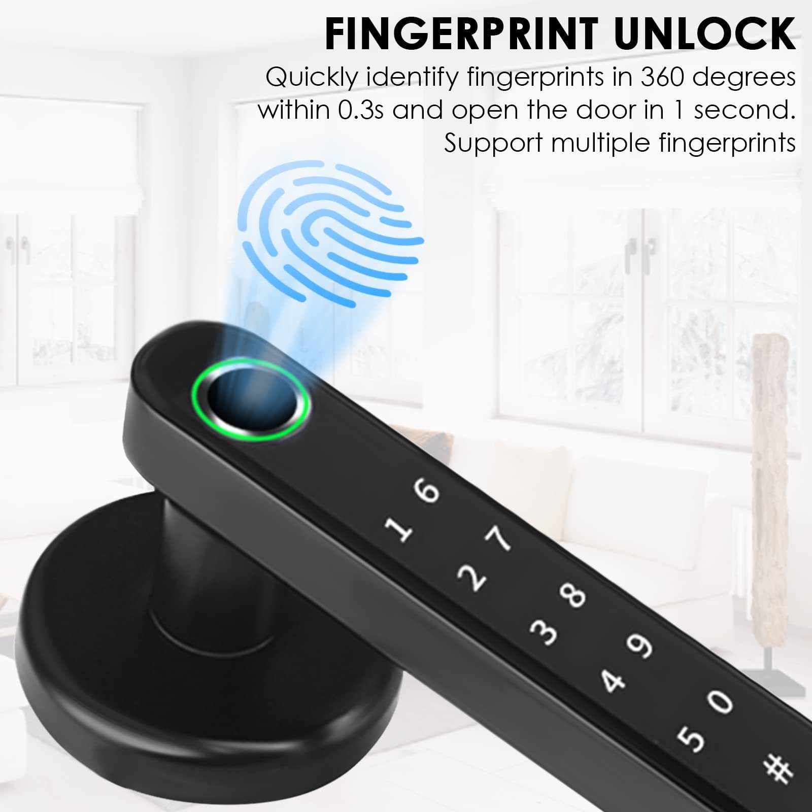 Tuya APP Remote Control Smart Fingerprint Password Lock Electric Biometrics Code Number Single Latch Door Lock With Key