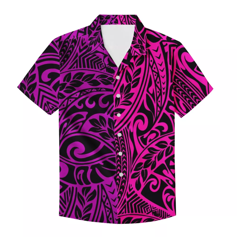 Polynesian tribal design kits dress shirts for men Elegant Women evening party Dresses high quality Sets of Couples custom print