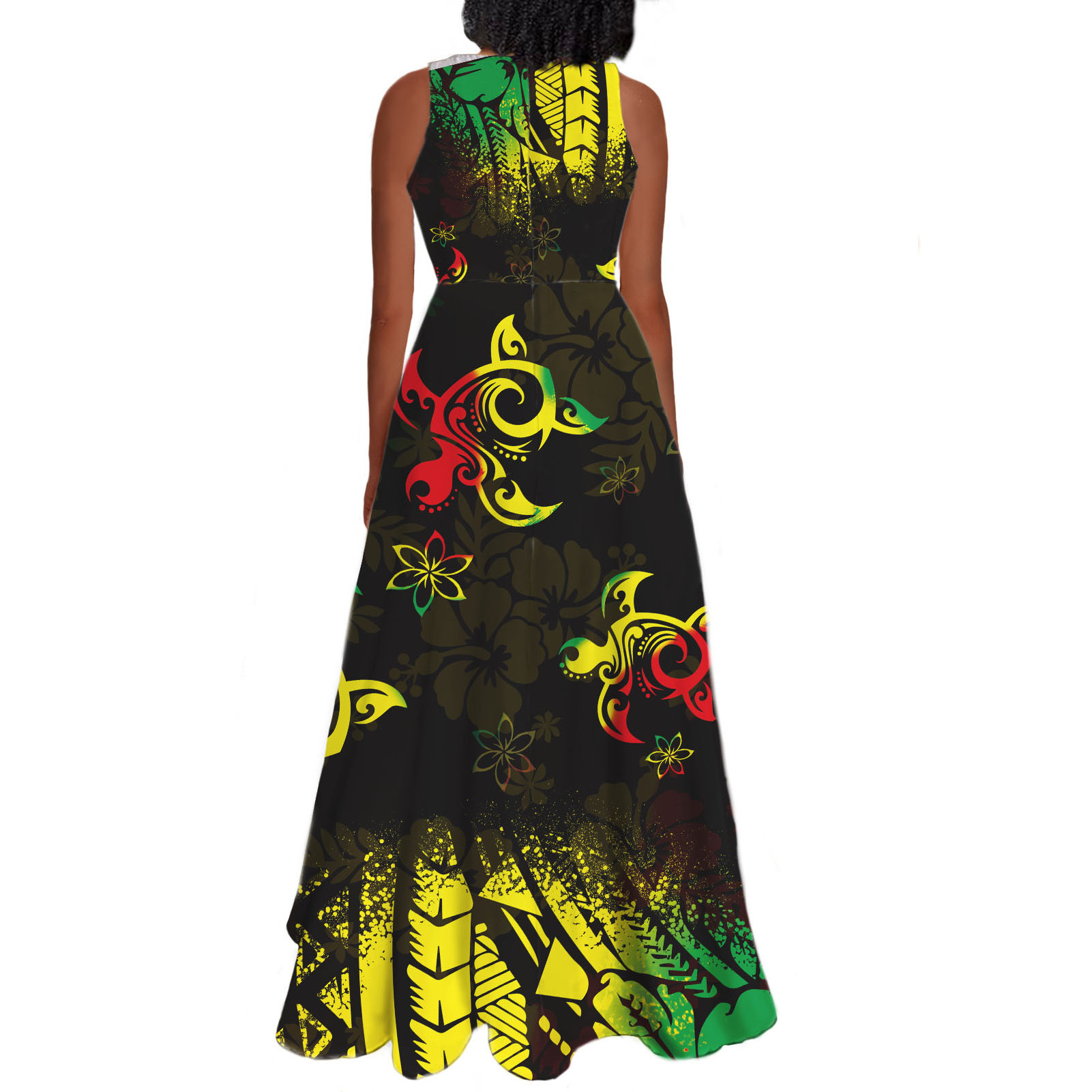 New Wholesale Wears For Party Dress Golden Turtle Polynesian Tribal Tank Dress With Floral Printed Women Sleeveless Maxi Dresses