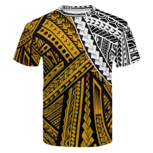 1 PCS Dropship Polynesian Tribal Style yellow T-shirts Custom HD Printing China T Shirt Machine Mens Round Neck T Shirt