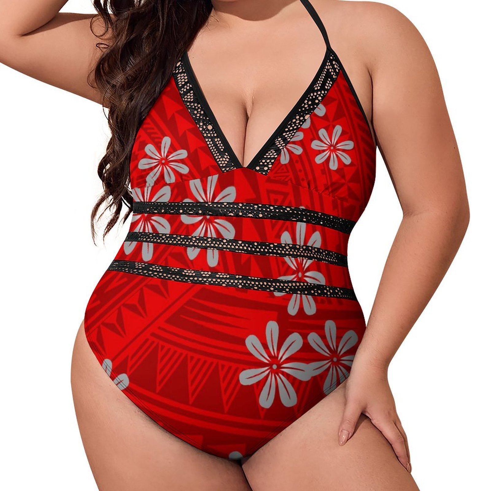 New 4XL Plus Size One Piece Swimsuit Customize Micro Bathing Suits Halter Bikini Beachwear Polynesian Tribal Swimwear For Women