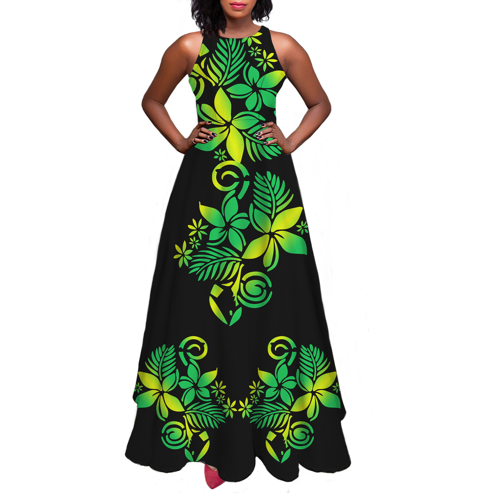 New Wholesale Wears For Party Dress Golden Turtle Polynesian Tribal Tank Dress With Floral Printed Women Sleeveless Maxi Dresses