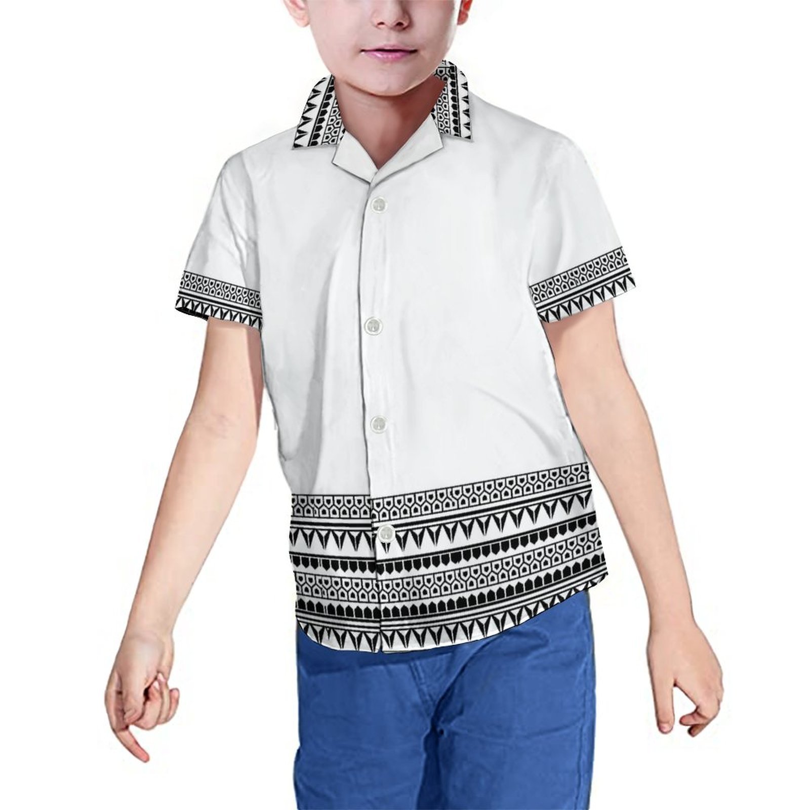 New Fashion Pacific Island Tribal Custom Kids Tops Boys Hawaii Casual Shirts Summer Outfits Green Tapa Polynesian Shirt For Boys