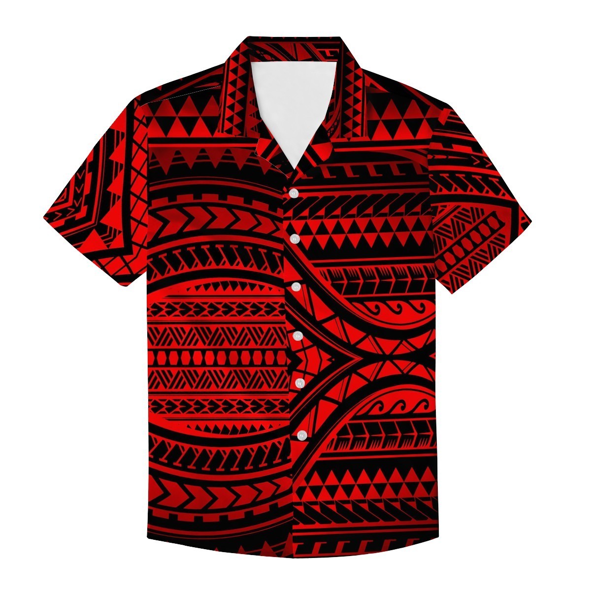 custom made stretched material dress Polynesian tribal design off shoulder dresses And men's shirts Puletasi red print Wholesale