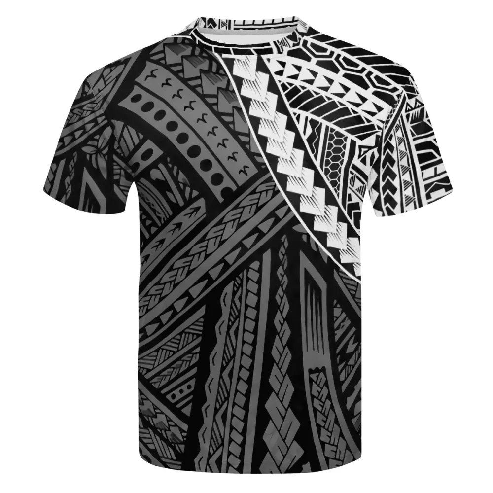 1 PCS Dropship Polynesian Tribal Style yellow T-shirts Custom HD Printing China T Shirt Machine Mens Round Neck T Shirt