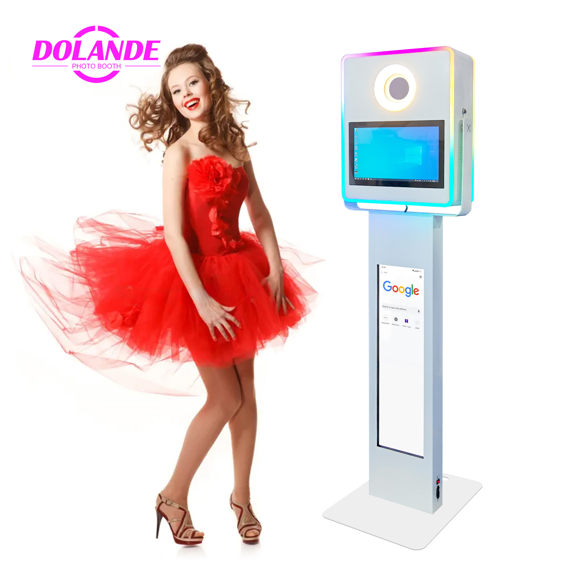 Selfie Photo Booth Machine 15.6 Inch Lcd Touch Screen With Flash Printer Camera Dslr Photo Booth For Party