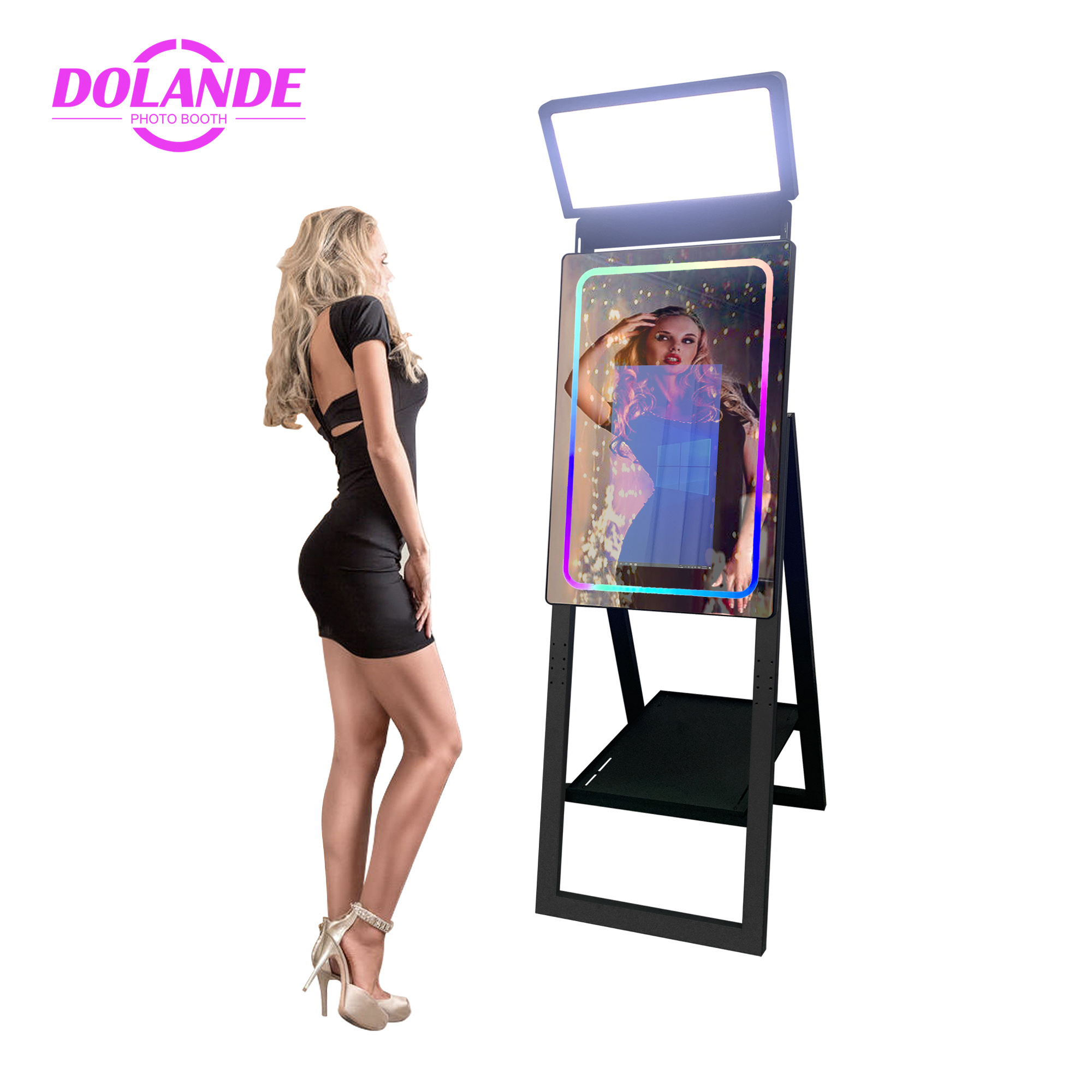 Magic Mirror Photo Booth 40inch Foldable Machine Self Service Mirror Photo Booth With Printer