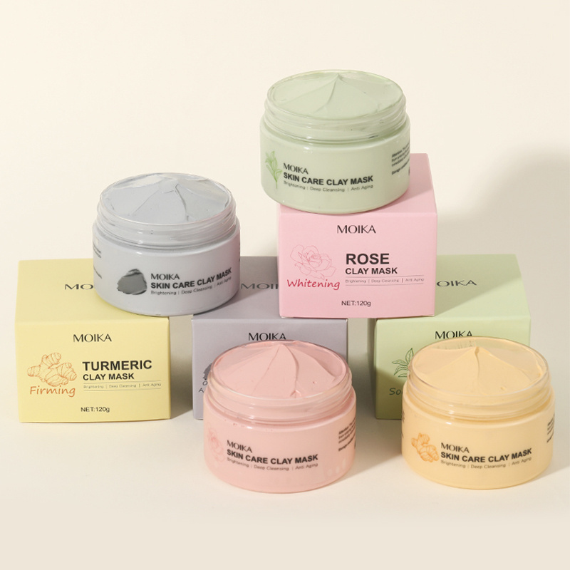 Natural Dead Sea Turmeric Green Tea Pink Rose Face Mud Clay Mask Moisturizing Whitening Facial Mud Mask For All Skin Types