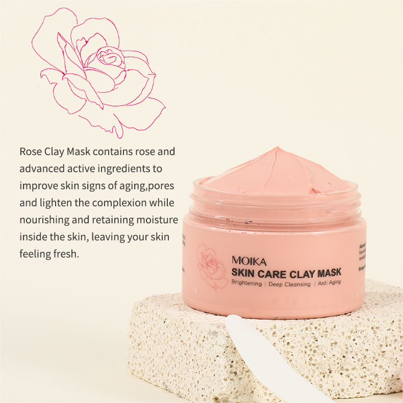 Natural Dead Sea Turmeric Green Tea Pink Rose Face Mud Clay Mask Moisturizing Whitening Facial Mud Mask For All Skin Types