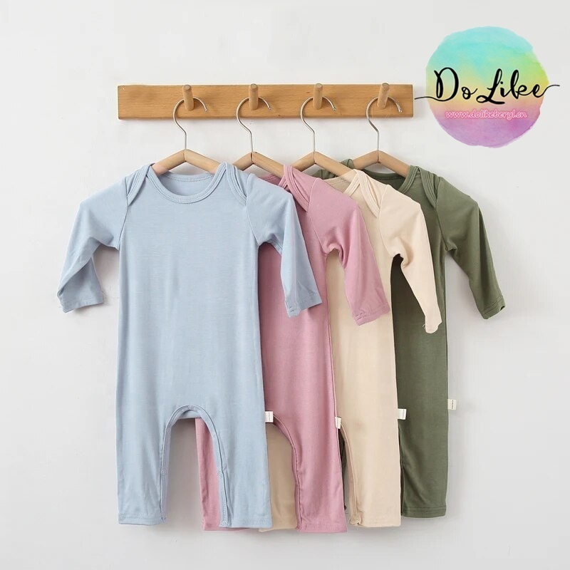 Kids clothing bamboo fabric solid jumpsuits lovely baby girls and boys long sleeve breathable children clothes