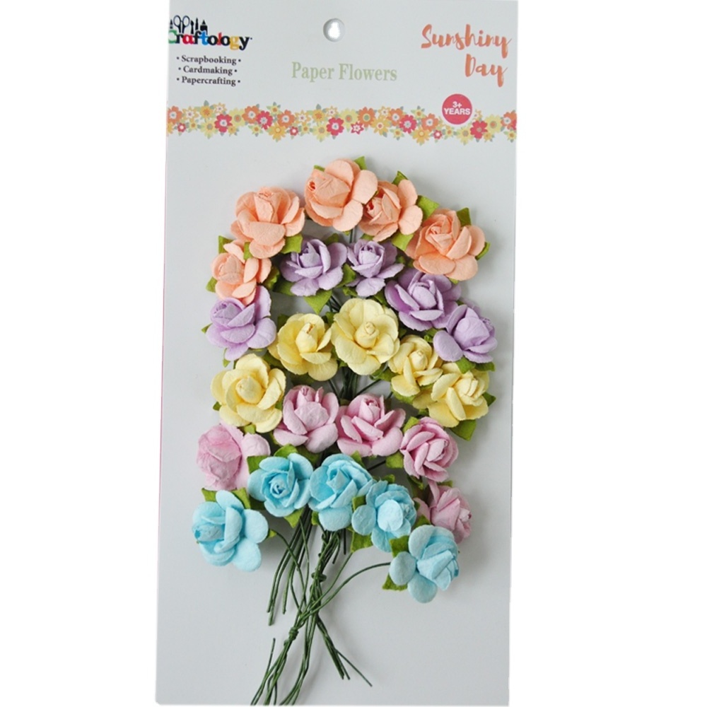 Colorful Scrapbook Rose Flower  Paper Wholesale , DIY Paper Flowers