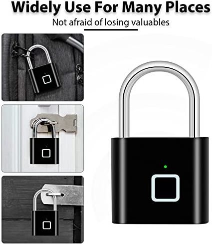 Outdoor Smart Fingerprint Lock USB Charging Fingerprint Padlock Hook Lock for Warehouse Suitcase Door