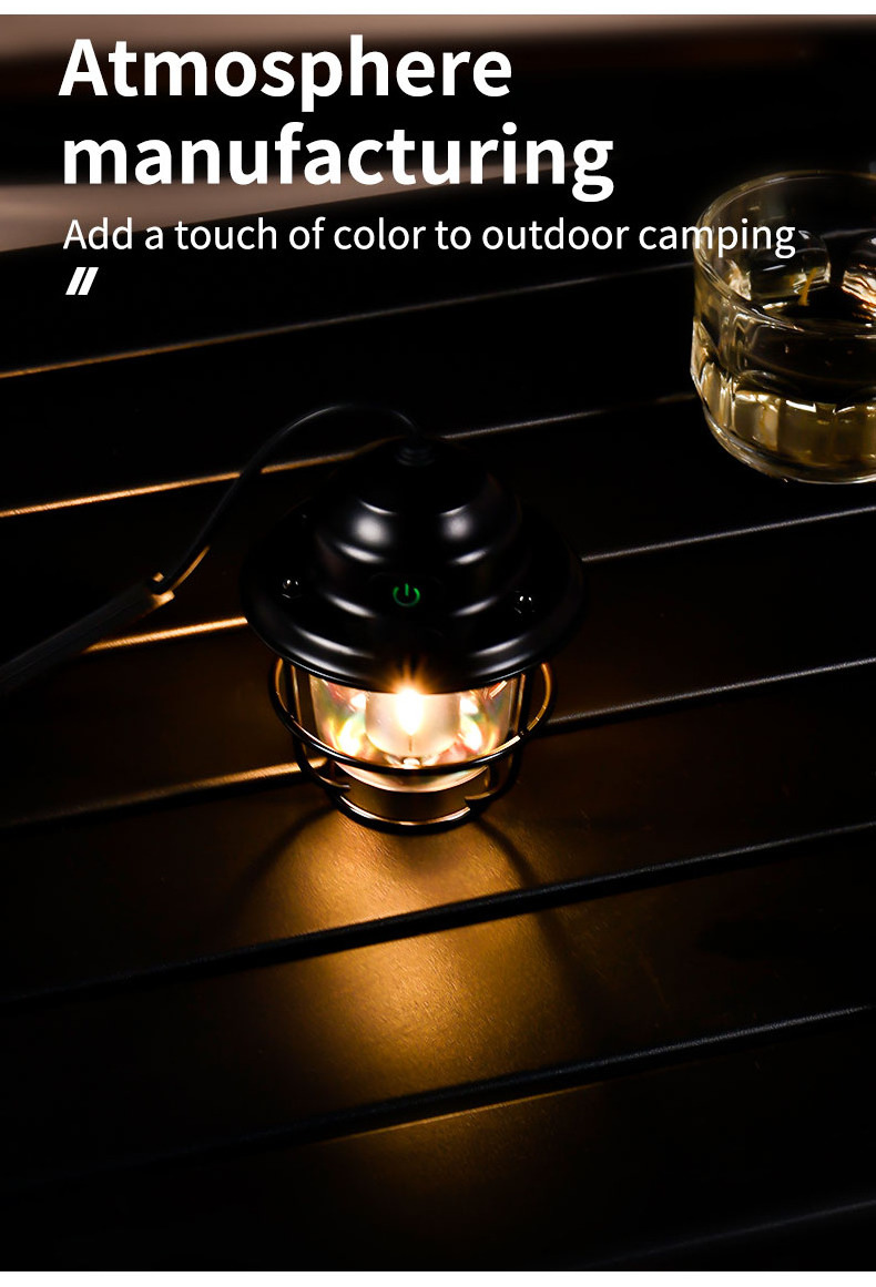 2023 New Mini Retro Camping Light Portable Camping Lantern Seven Kinds Of Dimming USB Charge Camp Light Outdoor LED Tent Light