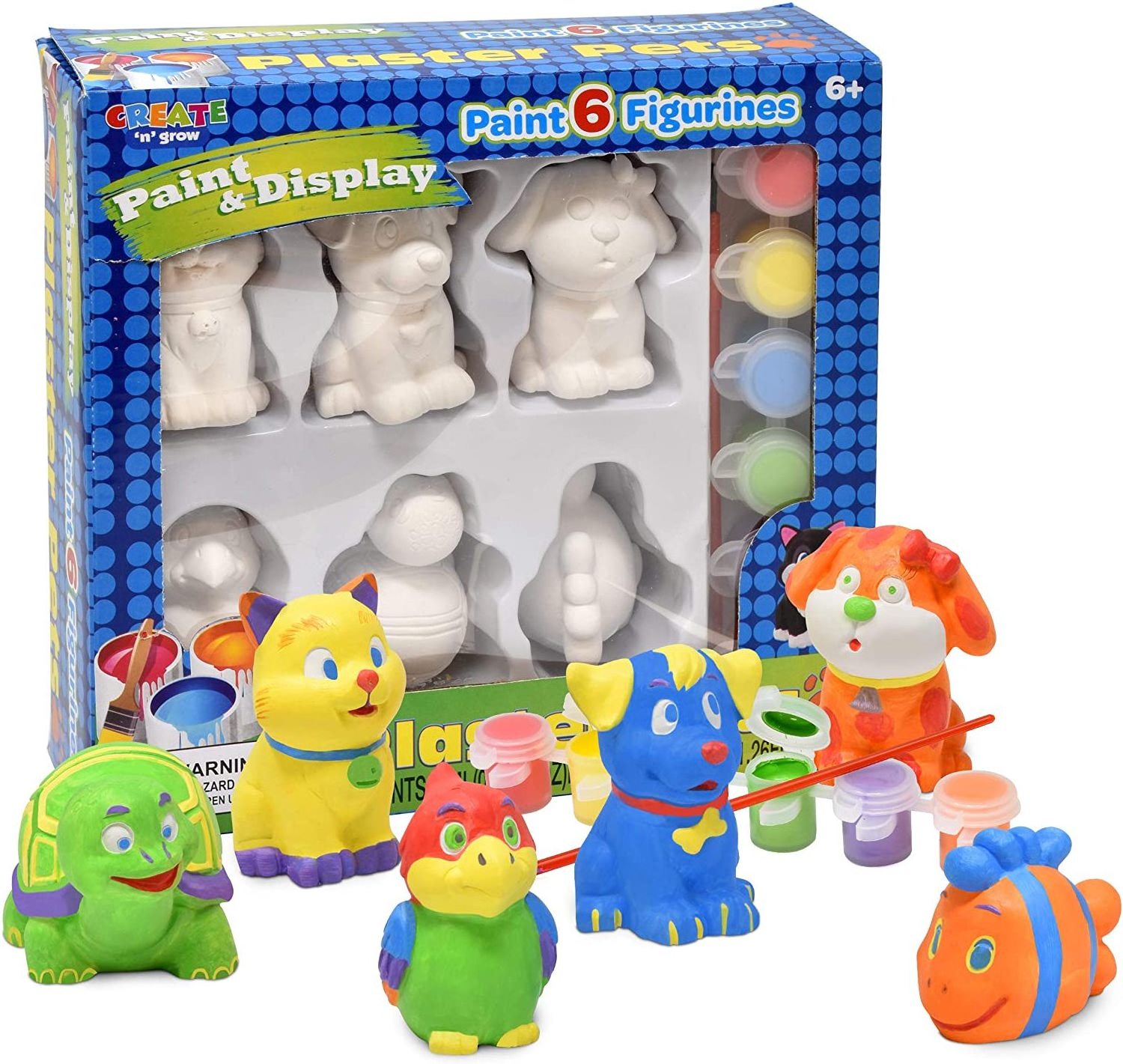 Paint Your Own Pet Figurines Set for Kids Ages 3+ Complete Plaster Craft Kit for Kids