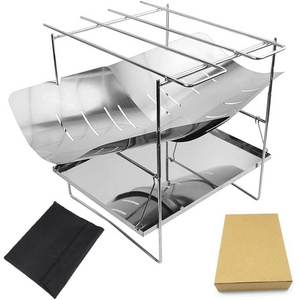 Outdoor BBQ Picnic Stainless Steel Folding Easy Storage Fire Burning Platform Camping Bonfire Basin Burning Grill