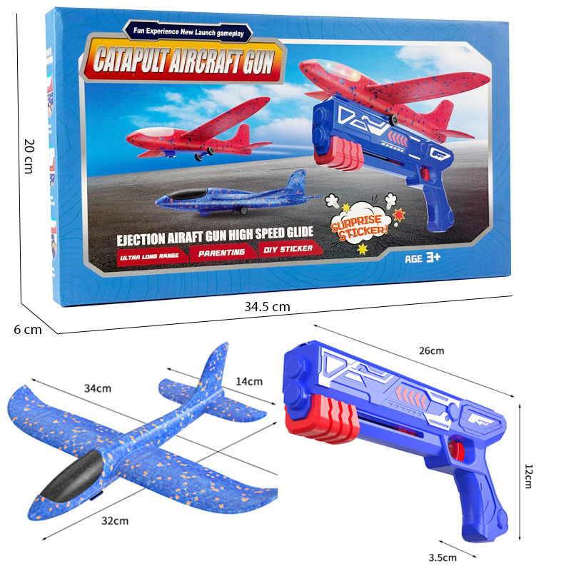 Best Selling Ejection Airplane Gun Shooting Launcher Set Foam Airplane Toy for Kids Outdoor Sport Flying Toys