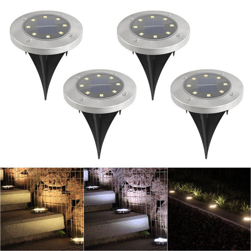 Stainless Steel Solar Garden 8 Pack LED Light Outside Solar Lights Application Solar Garden Light Decorative Floor Lamp