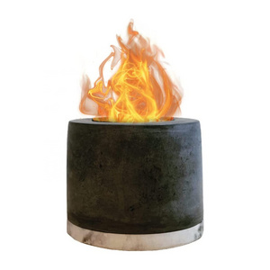 Concrete Tabletop Fire Pit - Ethanol Fire Pit, Fire Bowl, Mini Personal Fireplace for Indoor & Garden - Bio Ethanol Fuel