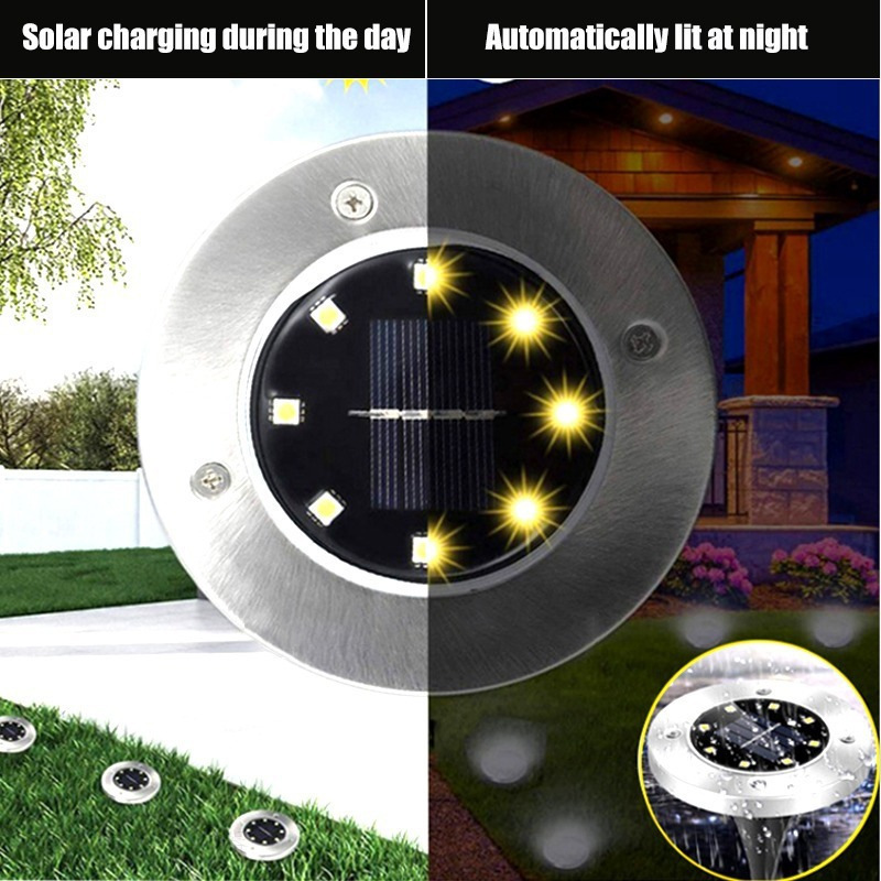 Stainless Steel Solar Garden 8 Pack LED Light Outside Solar Lights Application Solar Garden Light Decorative Floor Lamp