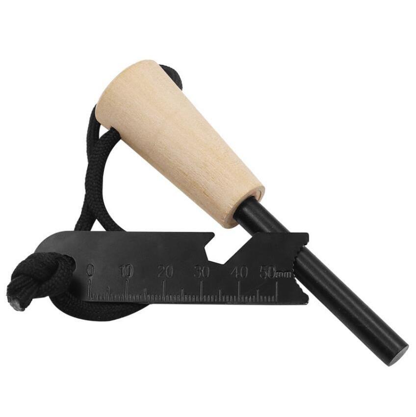 Outdoor Survival Camping Wood Handle Flint Fire Starter Sparking Ferrocerium Magnesium Rod Lighter